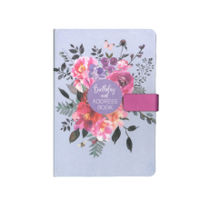 Lavendelblau A5 Adresse &amp; Geburtstag Buch Floral Design Satin Cover