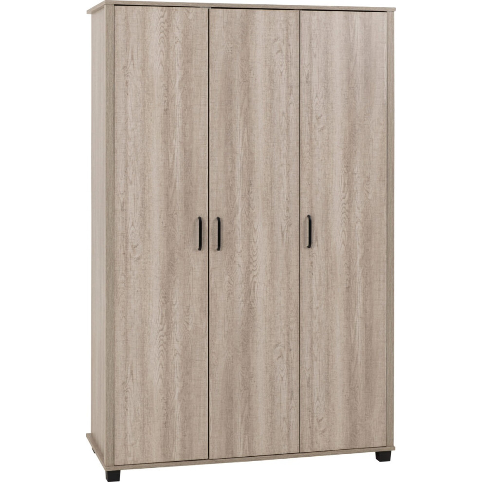 (3 Door Wardrobe) Oliver Bedroom Furniture Range in Light Oak Effect