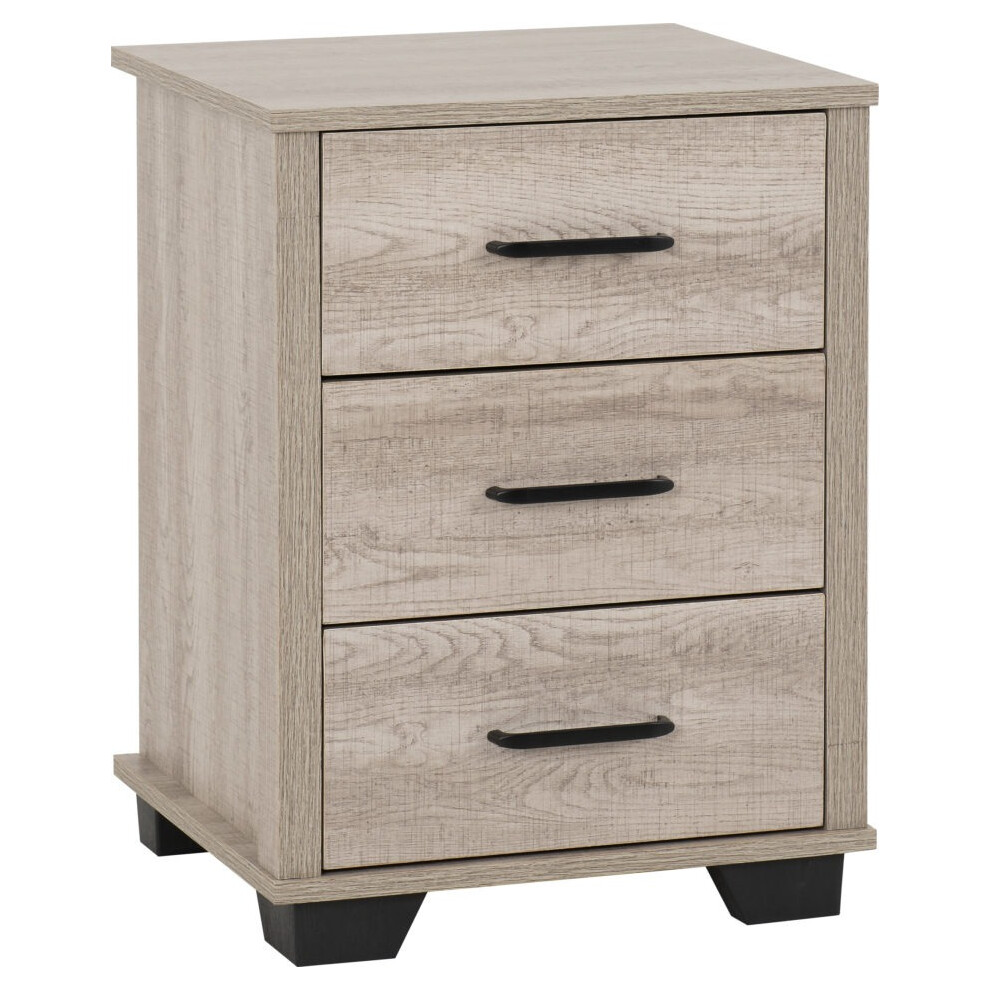 (3 Drawer Bedside) Oliver Bedroom Furniture Range in Light Oak Effect