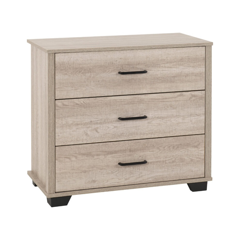 (3 Drawer Chest) Oliver Bedroom Furniture Range in Light Oak Effect