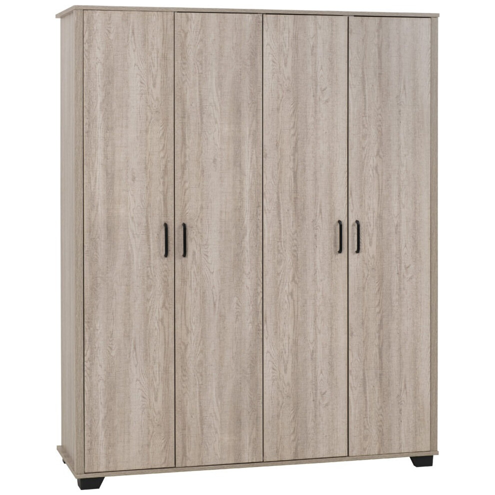 (4 Door Wardrobe) Oliver Bedroom Furniture Range in Light Oak Effect