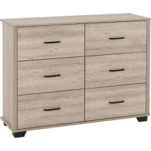 (6 Drawer Chest) Oliver Bedroom Furniture Range in Light Oak Effect