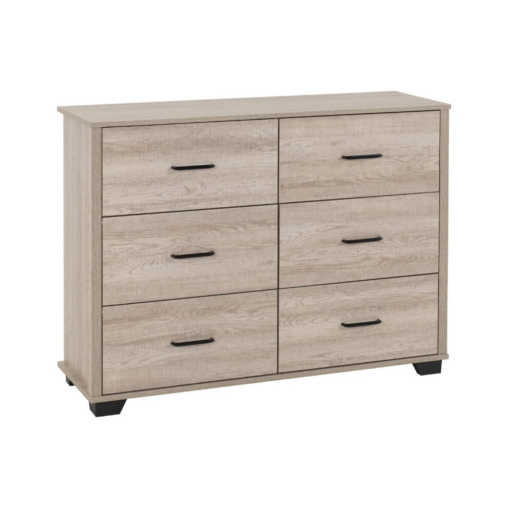 (6 Drawer Chest) Oliver Bedroom Furniture Range in Light Oak Effect