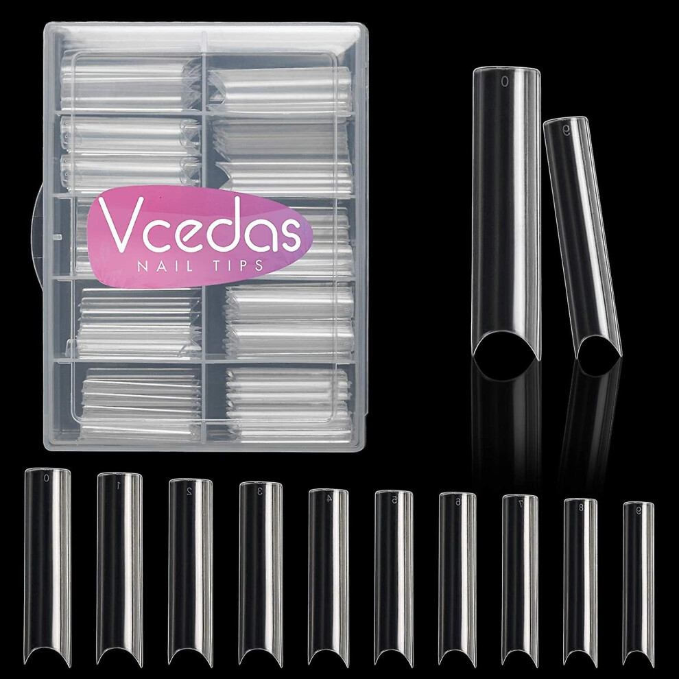 Extra Long C Curve Nail Tips Half Cover,100pcs Extra Long Straight Square Tips
