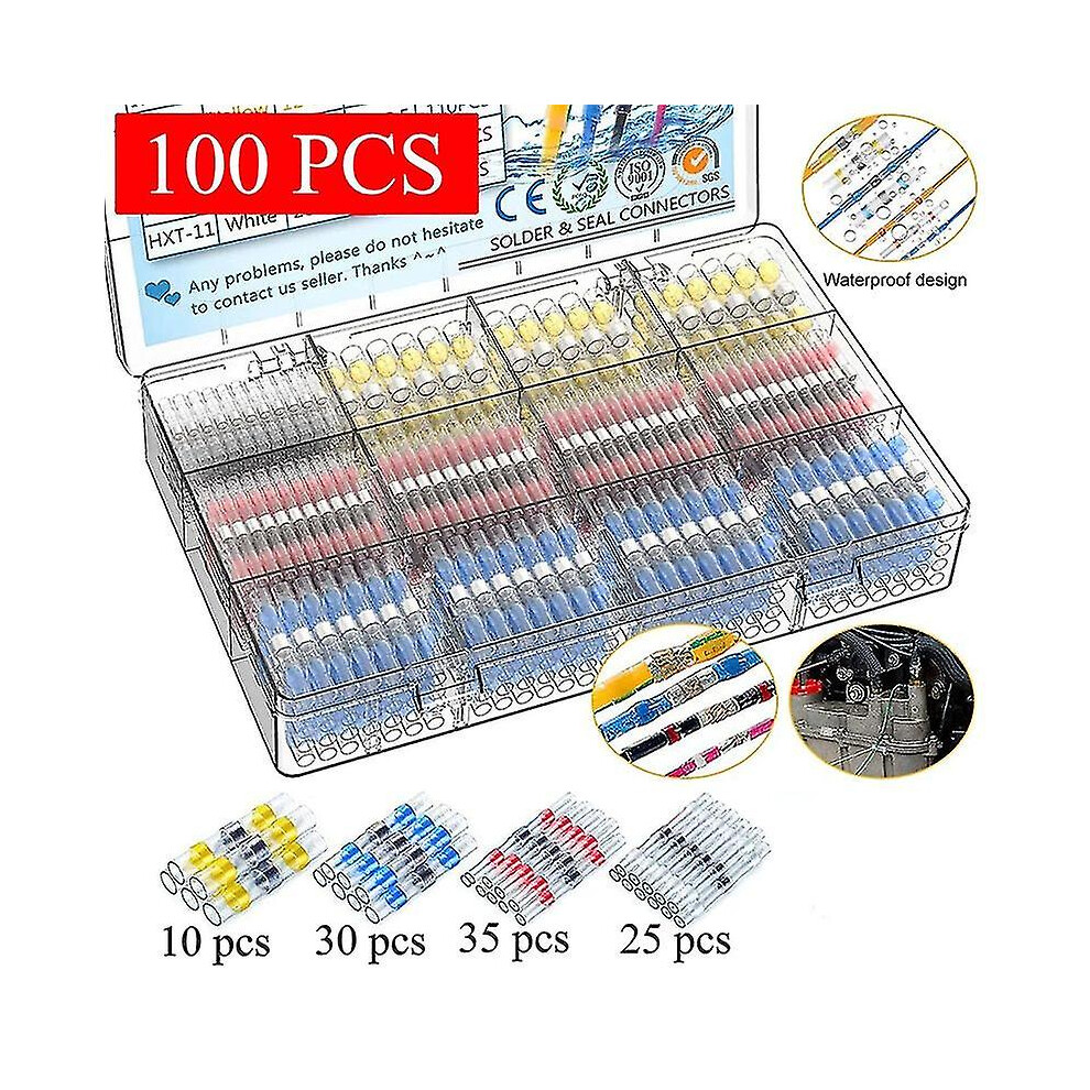 (100Cps) 1200/800/50Pcs Heat Shrink Butt Crimp Terminals Waterproof Solder Seal Electrical Connectors Wire Cable Splice Automotive Marine 9353840143279