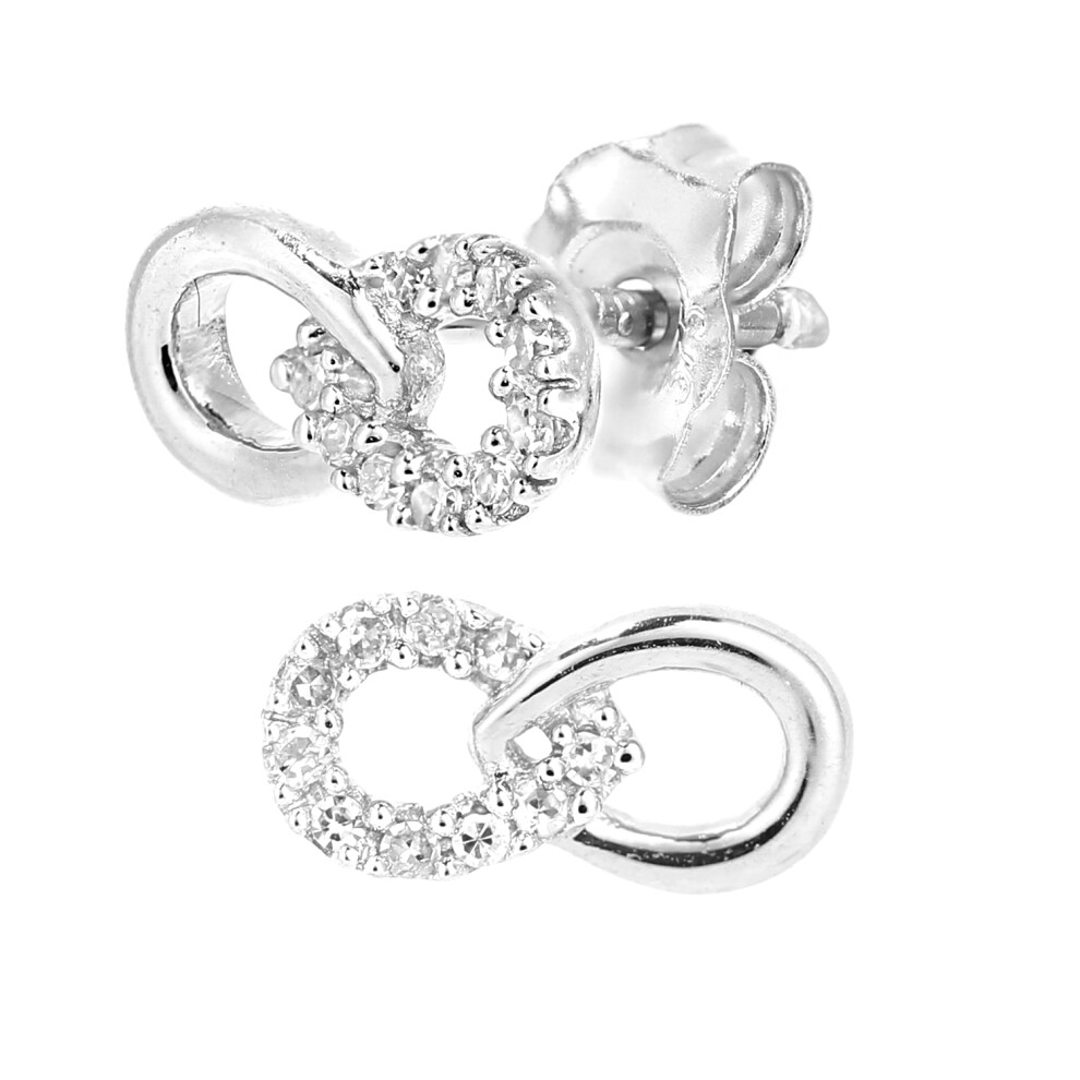 Jewelco London 9ct White Gold Round 5pts Diamond Infinity Stud Earrings - PE0AXL5597W