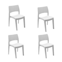 (White x4) Modern Garden Plastic Chair Set Patio Outdoor Furniture
