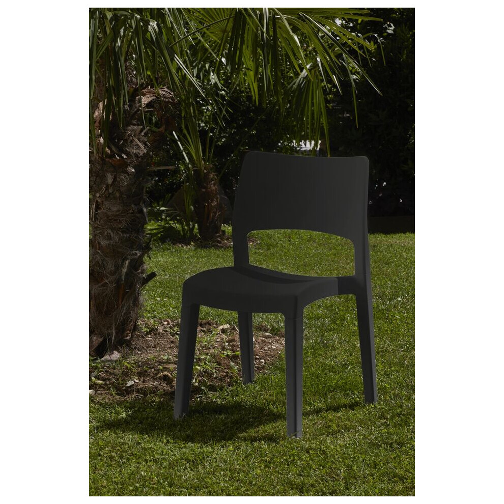 (Anthracite x1) Modern Garden Plastic Chair Set Patio Outdoor Furniture-image-OPC-PDQKQJW-NEW