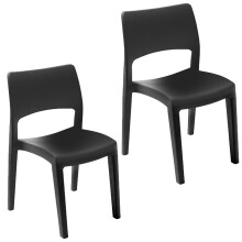 (Anthracite x2) Modern Garden Plastic Chair Set Patio Outdoor Furniture