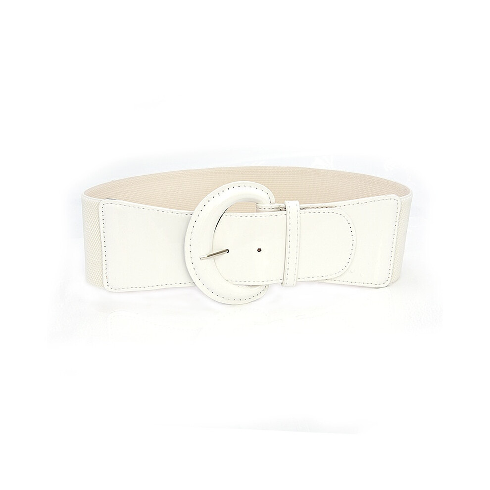 Women Luxury Waist Belts For Dress Pu Patent Leather Elastic Band Waist