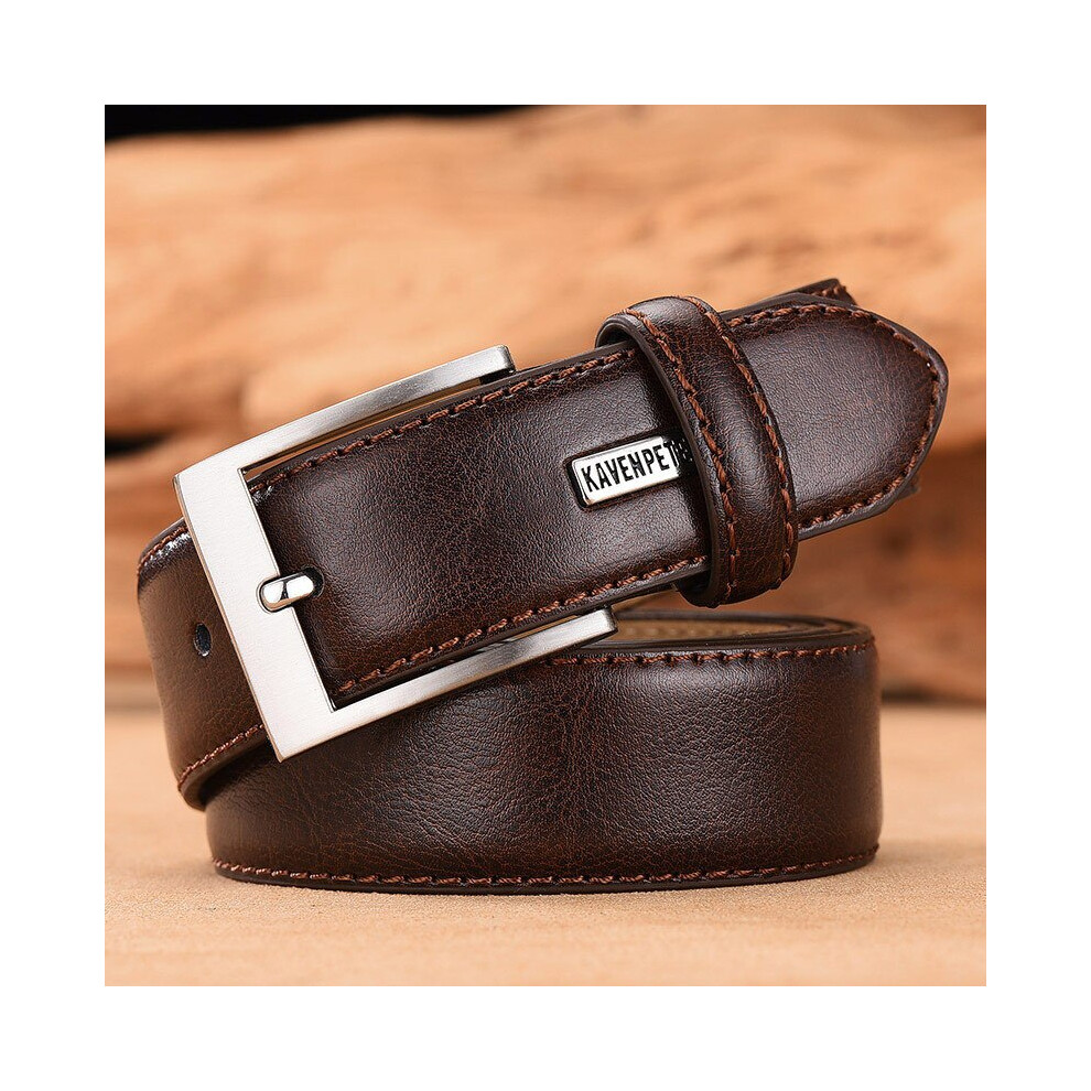 (100cm 32to35 Inch, 053Brown) Fashion Men Belts Genuine Leather Luxury Designer Brown Vintage Waist