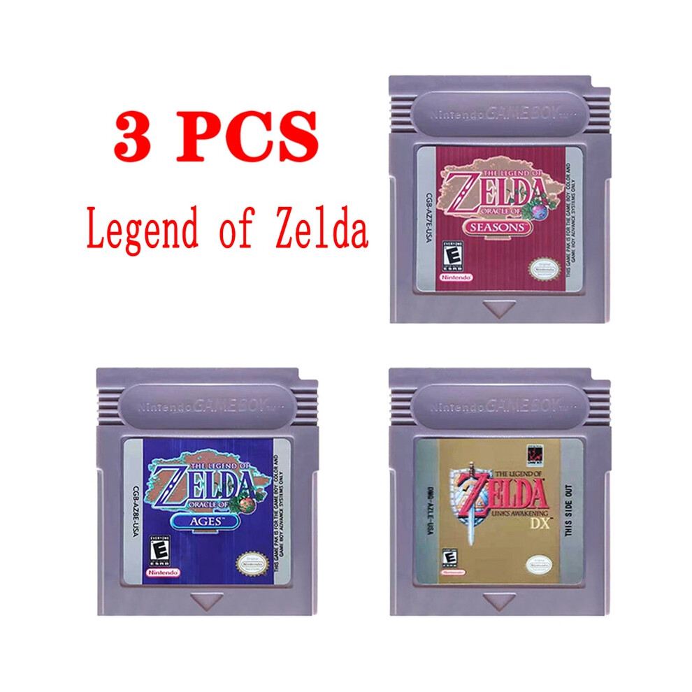 (Zelda 3 PCS) Pokemon GBC Card 16 Bit Video Game Cartridge Console Card For Gameboy