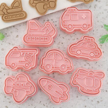 Car Cookie Cutter, 8pcs Cookie Cutter Set, 3d Kids Baking Cutter, Transportation Cutter, Plastic Cookie Mould, Car Cookie Cutter For Fondant