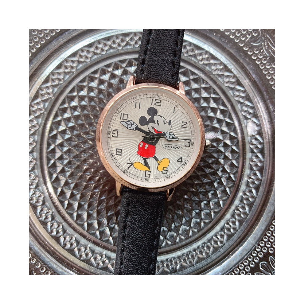(Black) New Mickey Luxury Womens Watches Fashion Cute Cartoon Quartz Watch for Women Girl Wristwatch Ladies Dress Watch Female Clock Watches