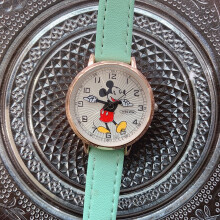 (Mint Green) New Mickey Luxury Womens Watches Fashion Cute Cartoon Quartz Watch for Women Girl Wristwatch Ladies Dress Watch Female Clock Watches