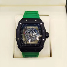 (Green) Richard 3-pin transparent bottoming full function men's watch top brand luxury watch men's quartz automatic calendar couple 2023 Watches