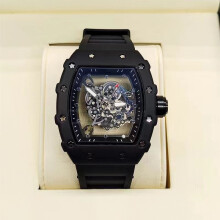 (Black) Richard 3-pin transparent bottoming full function men's watch top brand luxury watch men's quartz automatic calendar couple 2023 Watches
