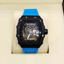 (Sky Blue) Richard 3-pin transparent bottoming full function men's watch top brand luxury watch men's quartz automatic calendar couple 2023 Watches
