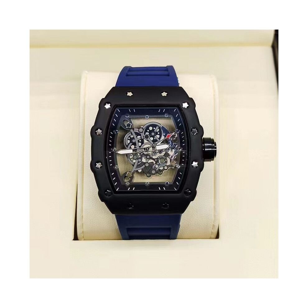 Photos - Wrist Watch MAXPOWER  Richard 3-pin transparent bottoming full function men's watch top brand luxury watch men's quartz automatic calendar (Blue)