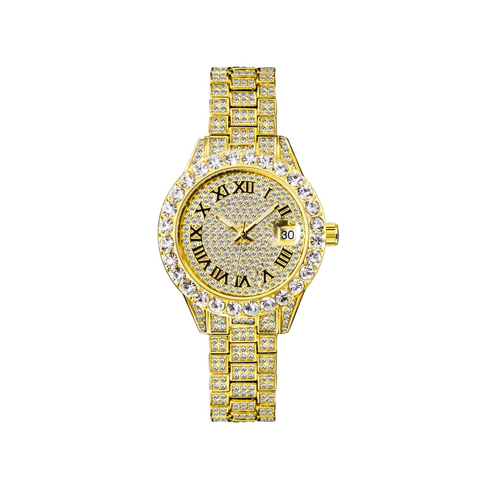 Photos - Wrist Watch MAXPOWER  MISSFOX Pink Women Watch Luxury Small Face Elegant Quartz Watches For Ladies Icy Look Party Jewelry Mini Babe So (3035-Gold)