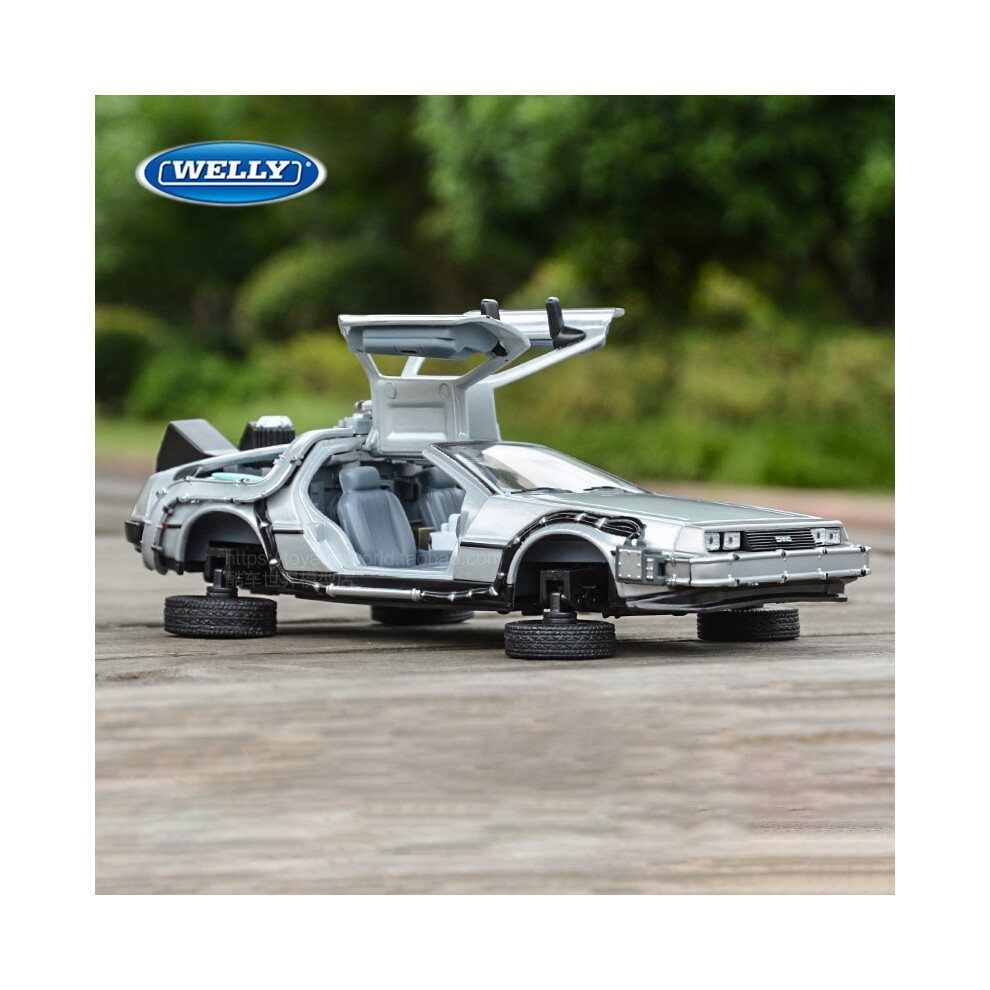 (Back to the Future 4) WELLY 1:24 DMC-12 DeLorean Time Machine Back to the Future Car Static Die Cast Vehicles Collectible Model Car Toys-image-OPC-PDQM8KV-NEW