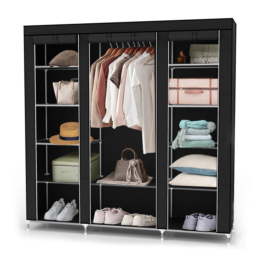 Intirilife Fabric Wardrobe 150x175x45 cm Folding Canvas Closet-image-OPC-P8RRQF2-NEW