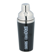 (Black) Cocktail Shaker Stainless Steel 3 Piece Built In Strainer Cap Drinks Mixer 450ml