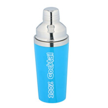 (Blue) Cocktail Shaker Stainless Steel 3 Piece Built In Strainer Cap Drinks Mixer 450ml