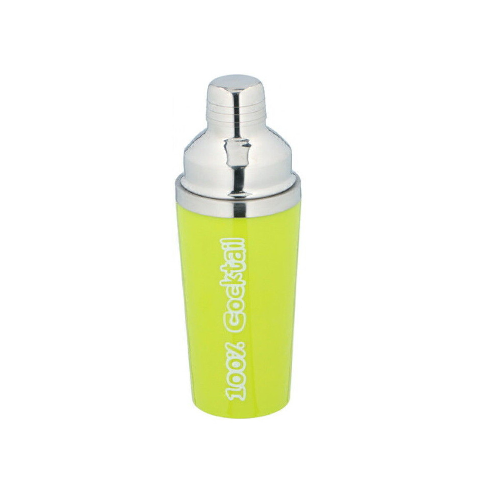 (Green) Cocktail Shaker Stainless Steel 3 Piece Built In Strainer Cap Drinks Mixer 450ml