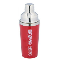 (Red) Cocktail Shaker Stainless Steel 3 Piece Built In Strainer Cap Drinks Mixer 450ml