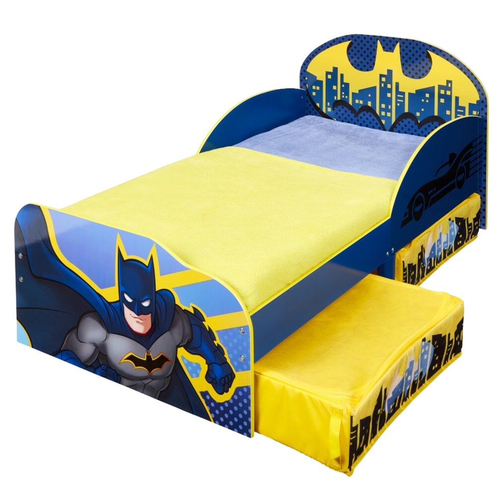 Batman Toddler Bed With Storage Wooden Bedroom Kids Furniture Junior Kids Blue Cot