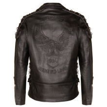 (XS) Men's Black Brando Biker Jacket LIVE TO RIDE Embossed EAGLE Leather Vintage