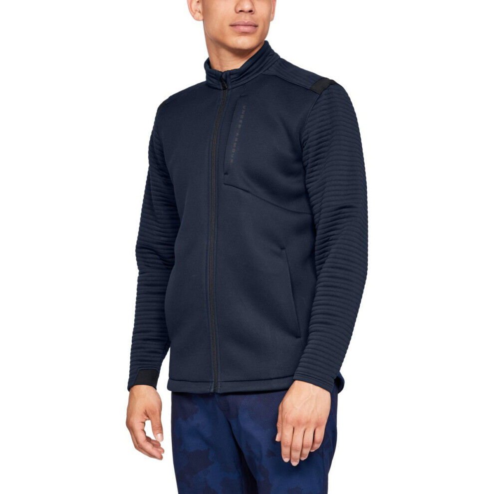 (S, Academy/Black) Under Armour Mens Storm Daytona Full Zip Sweater