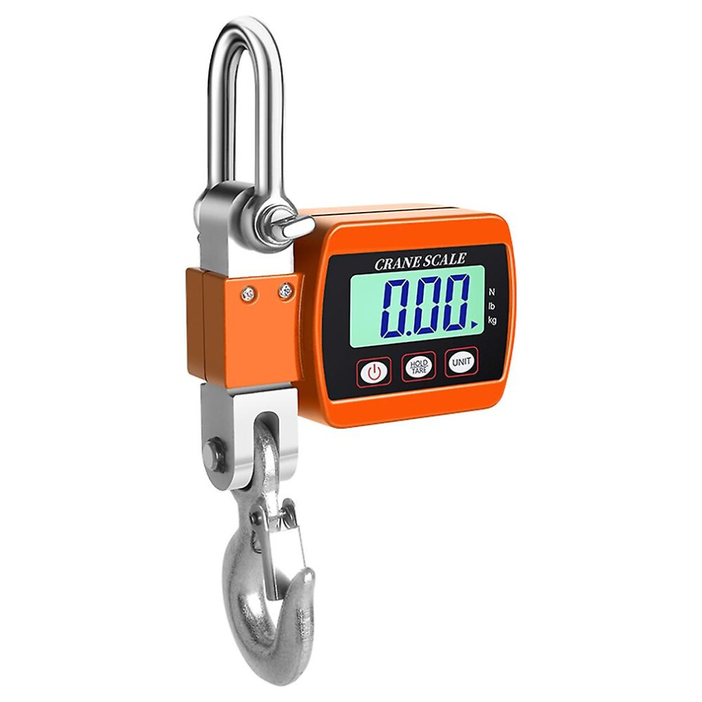 (Orange) Lcd Digital Crane Scale 0.05-500Kg Portable Industrial Heavy Duty Weight Hook 4522139645977