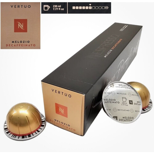 Nespresso (MELOZIO DECAF - Smooth & Balanced) Nespresso VERTUO Coffee Machine Capsules Pods