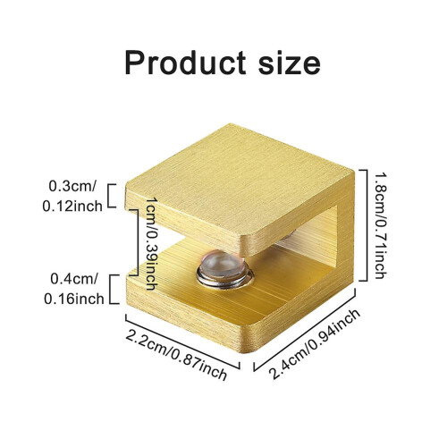 4pcs Gold Brass Sturdy No Drilling Heavy Duty Bracket Fixed Panel Glass Clamp 2