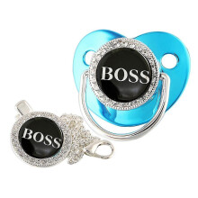 (8) 18 Colors Gold Rhinestones Baby Pacifier With Chain Clip Newborn Bpa Free Luxury Bling Pacifier Silicone Dummy Soother