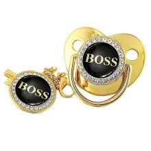 (10) 18 Colors Gold Rhinestones Baby Pacifier With Chain Clip Newborn Bpa Free Luxury Bling Pacifier Silicone Dummy Soother