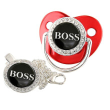 (6) 18 Colors Gold Rhinestones Baby Pacifier With Chain Clip Newborn Bpa Free Luxury Bling Pacifier Silicone Dummy Soother