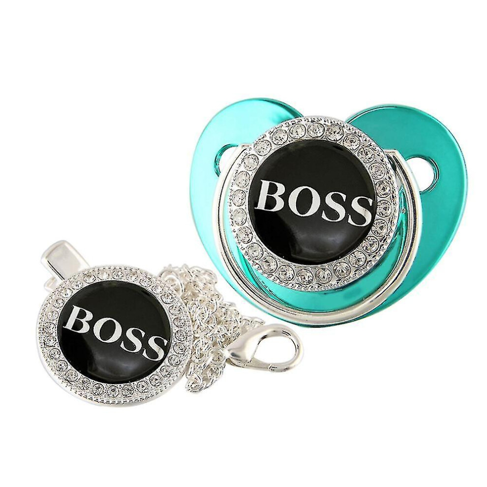 (18) 18 Colors Rhinestones Baby Pacifier With Chain Clip Newborn Bpa Free Luxury Bling Pacifier Silicone Dummy Soother Gold