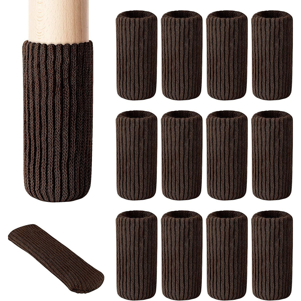 16 Pcs Furniture Leg Socks - High Elasticity Knitted Chair Leg Floor Cover, Double Thick Furniture Bootie Set Coffee, Move Easily And Reduce Noise 9353840163000