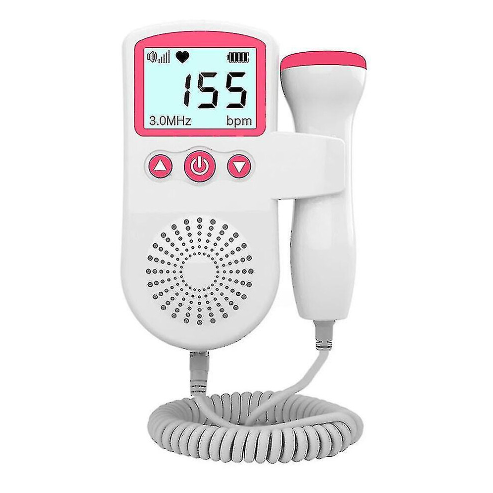 (Pink) Caraele Ultrasonic Fetal Doppler Detect Baby Heartbeat Rate Probe Prenatal Monitor
