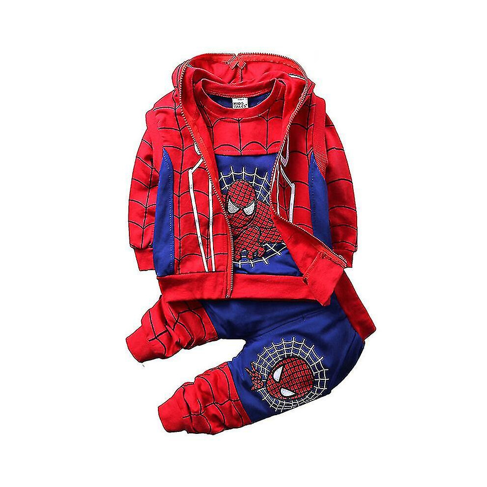 (Blue, 3-4 Years) Kids Boys Spiderman Tracksuit Hooded Full Zip Sweatshirt Pullover Pants Outfits