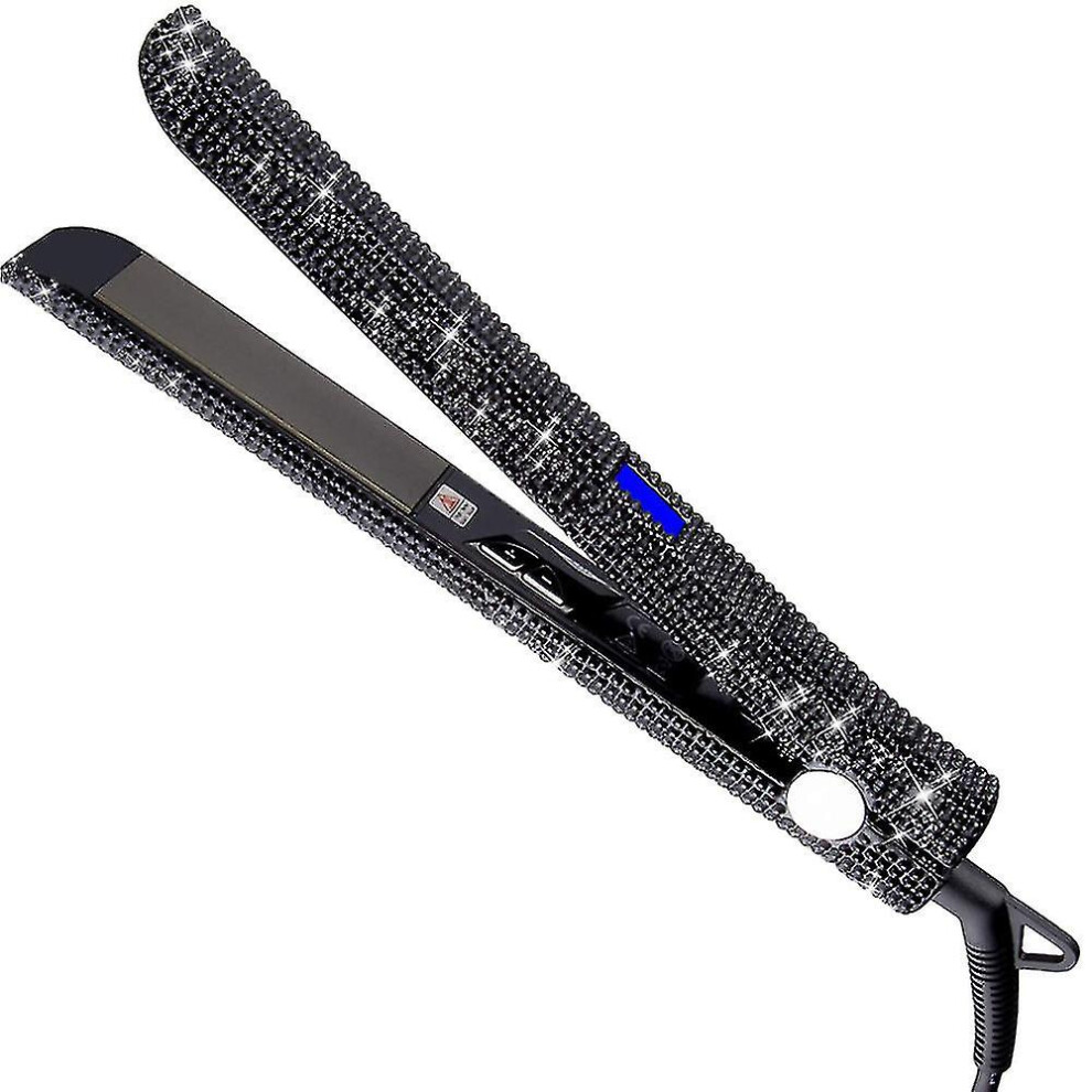 (Black) Professional Straightener And Curler, Dorisilk Titanium Flat Iron Diamond Straightener, 2 In 1 Straight Curler