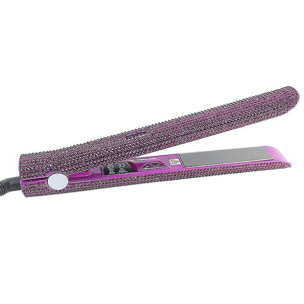 (Purple) Professional Straightener And Curler, Dorisilk Titanium Flat Iron Diamond Straightener, 2 In 1 Straight Curler