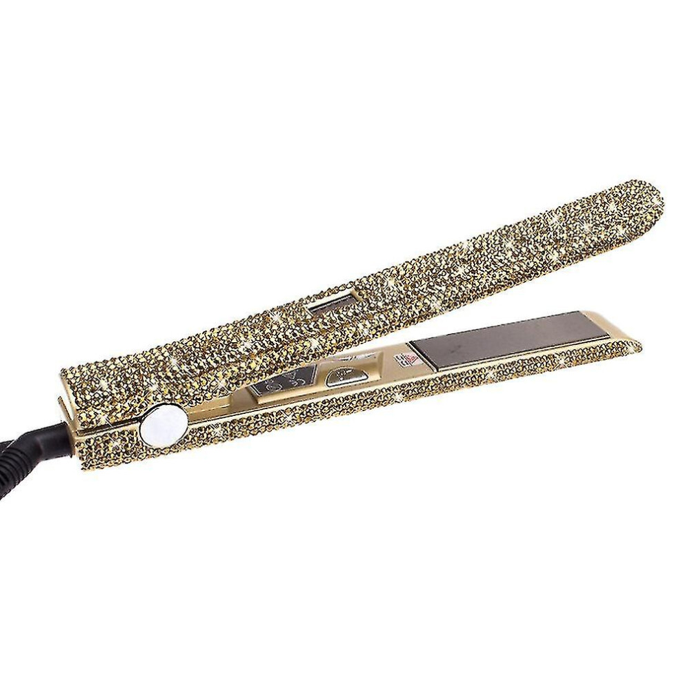 (Gold) Professional Straightener And Curler, Dorisilk Titanium Flat Iron Diamond Straightener, 2 In 1 Straight Curler