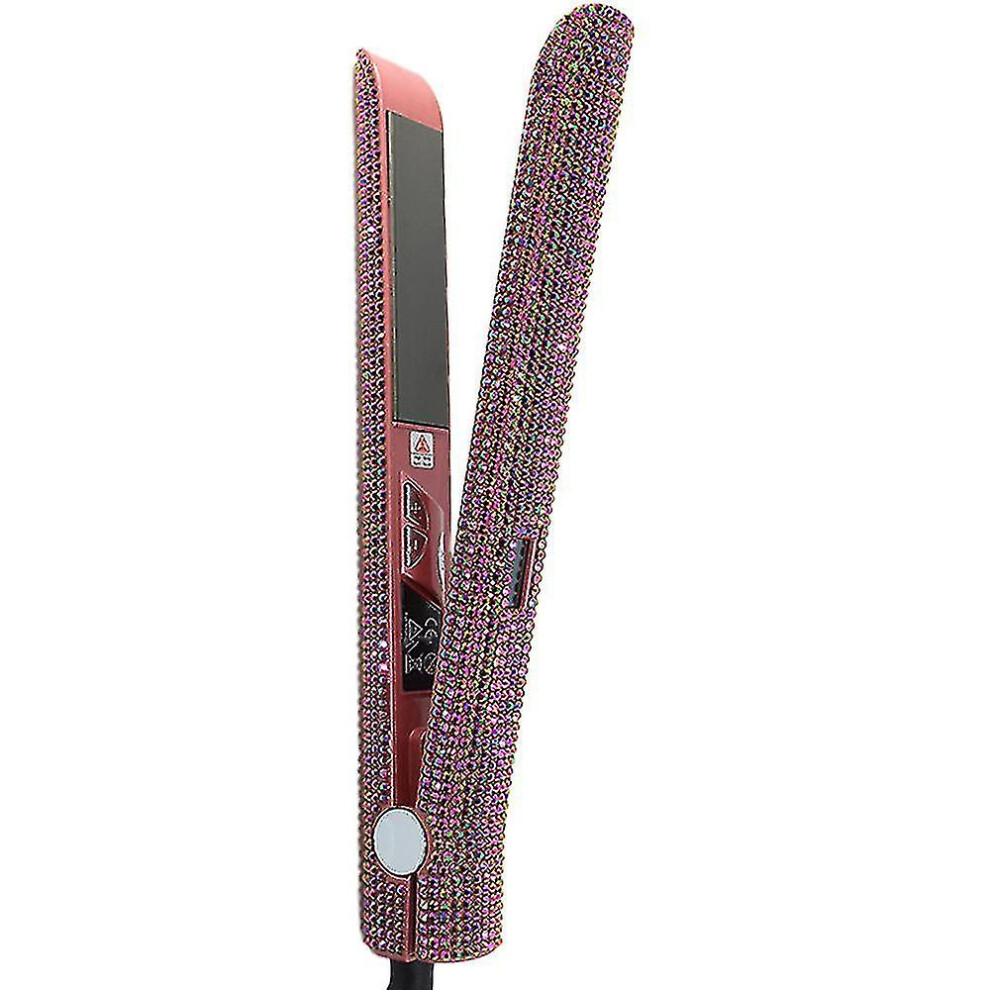 (Champagne) Professional Straightener And Curler, Dorisilk Titanium Flat Iron Diamond Straightener, 2 In 1 Straight Curler