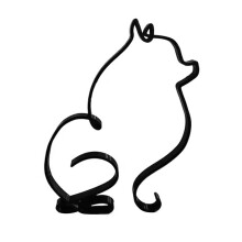(Pomeranian Spitz) Modern Minimalist Metal Dog Sculpture Home Room Decor Statue Art Ornaments