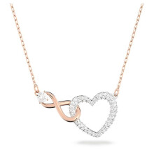 Christmas Gift Infinity Necklace Infinity And Heart, White, Mixed Metal Finish Thanksgiving Gift
