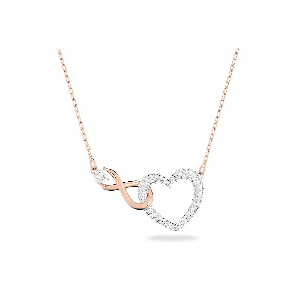 Christmas Gift Infinity Necklace Infinity And Heart, White, Mixed Metal Finish Thanksgiving Gift